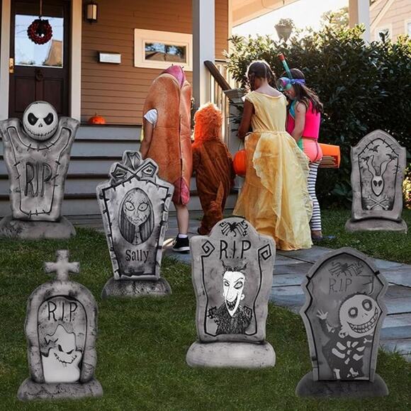 Halloween Tombstone Yard Signs 17 Inch Graveyard Decorations with Stakes 6 Pack - Picture 2 of 7